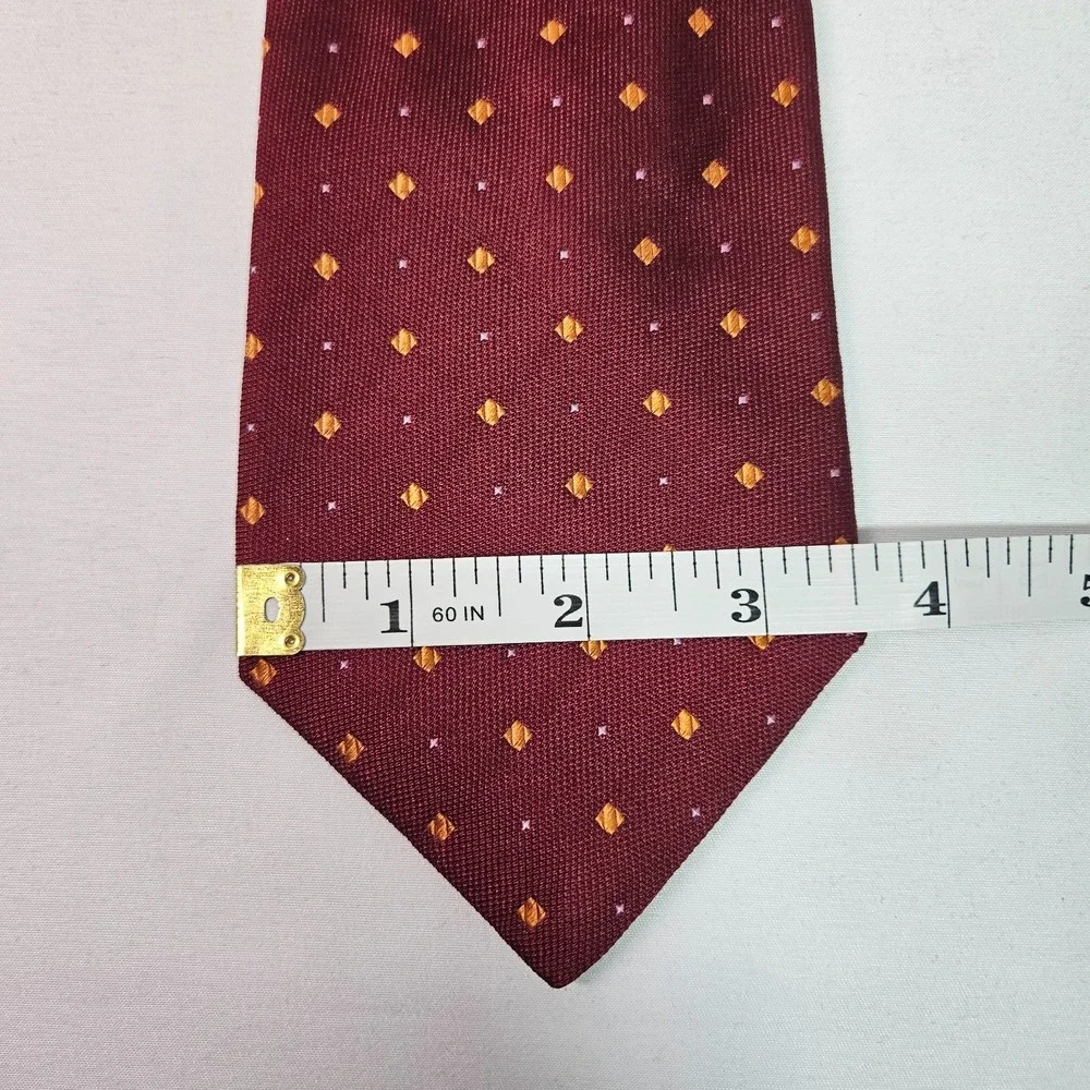 NH 1888‎ 100% Silk Made in Italy Men Tie Geometric Red 3.5